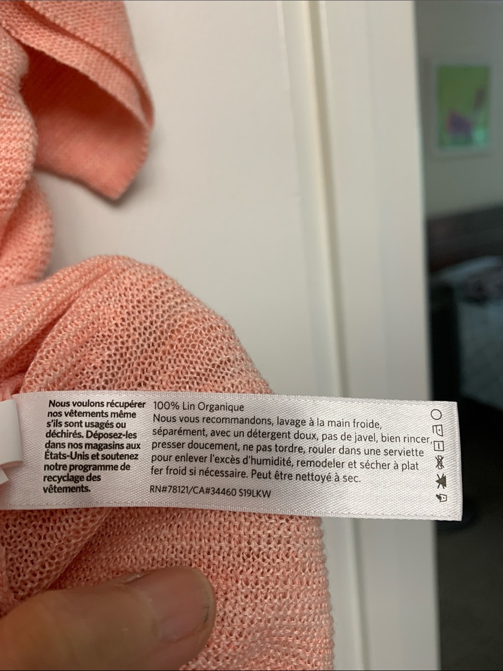 Eileen Fisher Peach Knit Crewneck Top XL 100 percent organic linen. New. - Picture 5 of 9